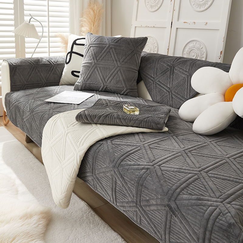 ソファーカバー 幾何学模様キルティング二人掛けソファーカバー