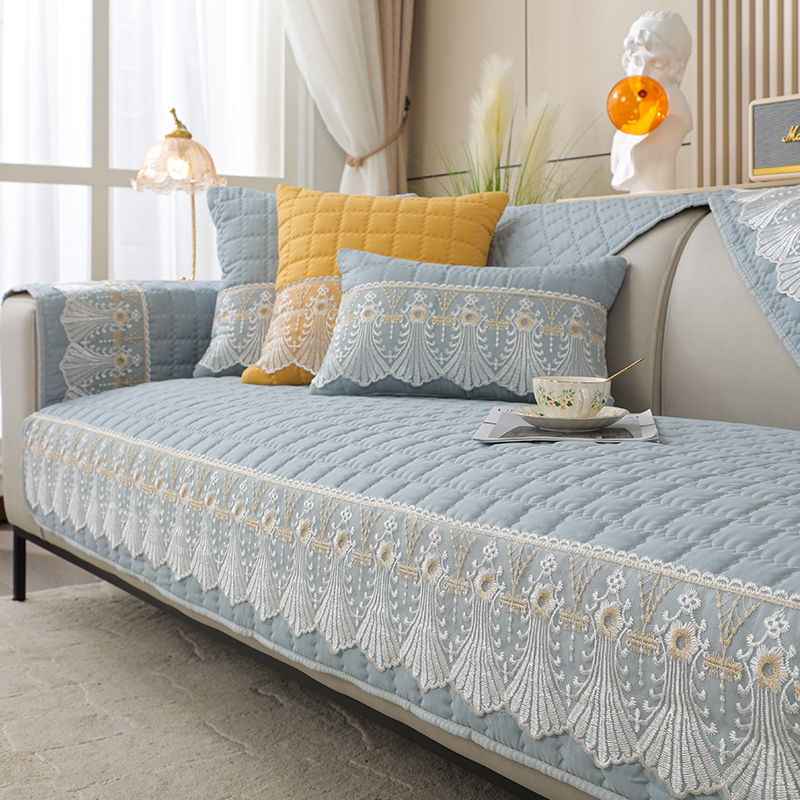 ソファーカバー 豪華刺繍レース装飾キルティングソファーカバー