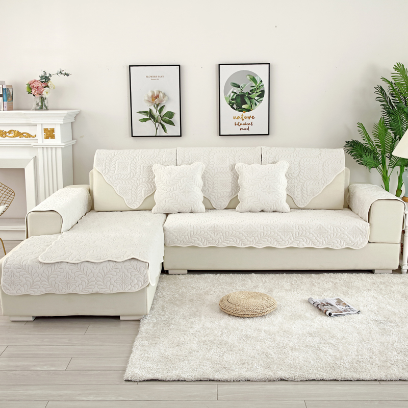 ソファーカバー 刺繍風花柄模様の上品な敷きタイプソファーカバー