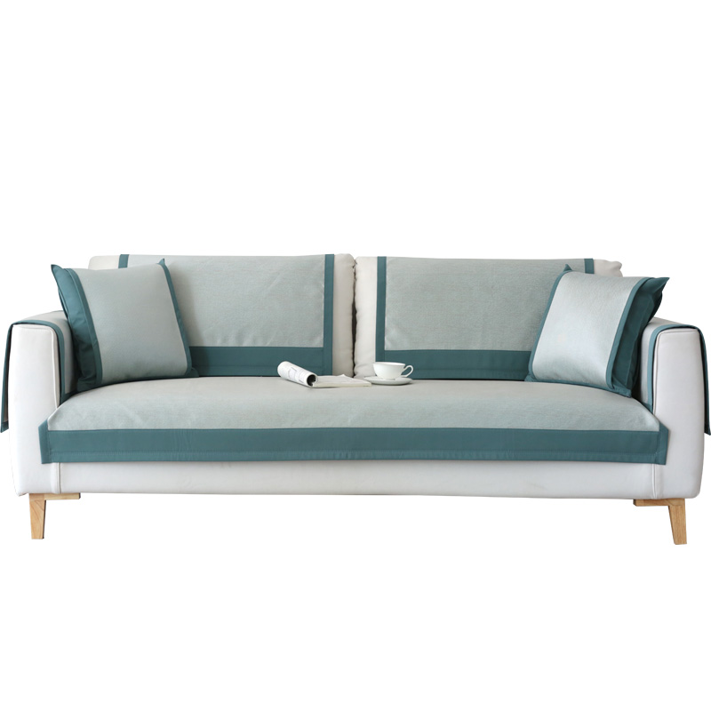 ソファーカバー 縁取り装飾付き上質ソファーカバー二人掛け用