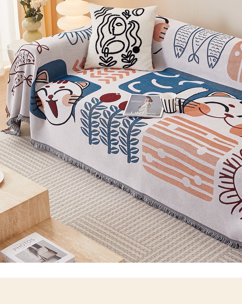 ソファーカバー 北欧風アートパッチワーク柄二人掛け用ソファーカバー