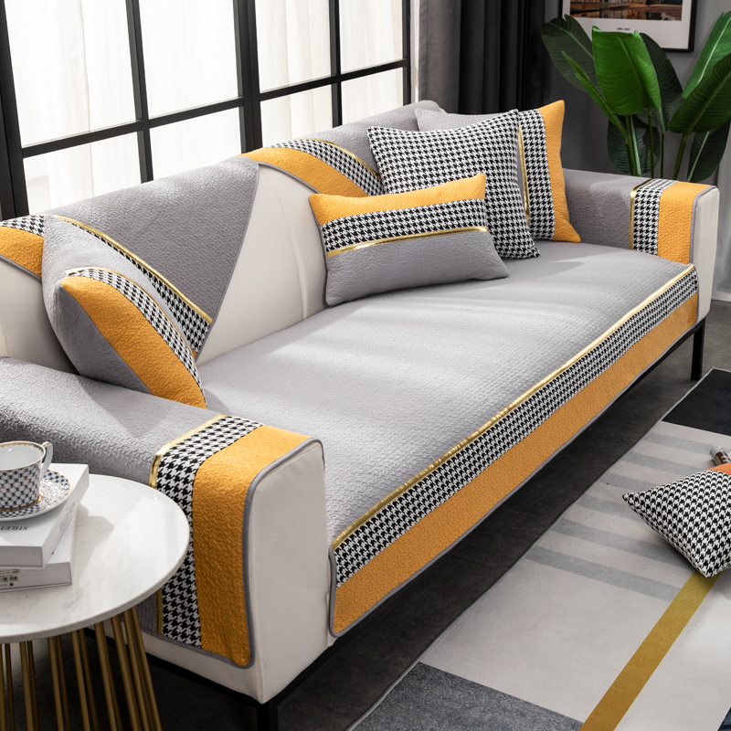 ソファーカバー 千鳥格子模様のモダンスタイルソファーカバー