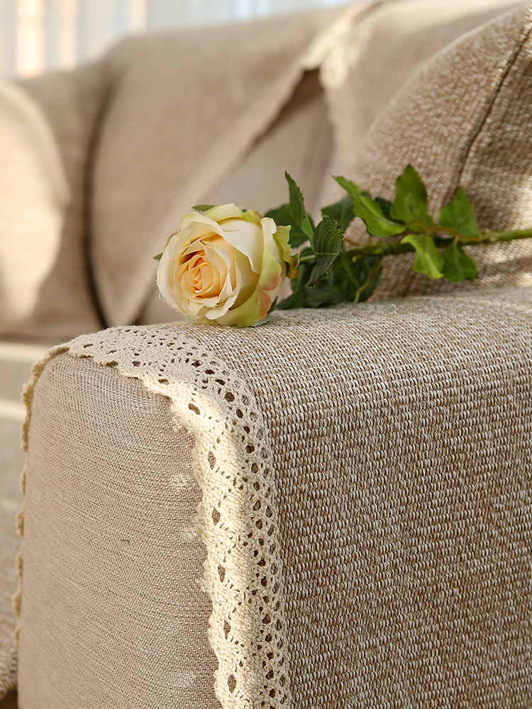 ソファーカバー 編み込みレース縁取り高級織り生地ソファーカバー