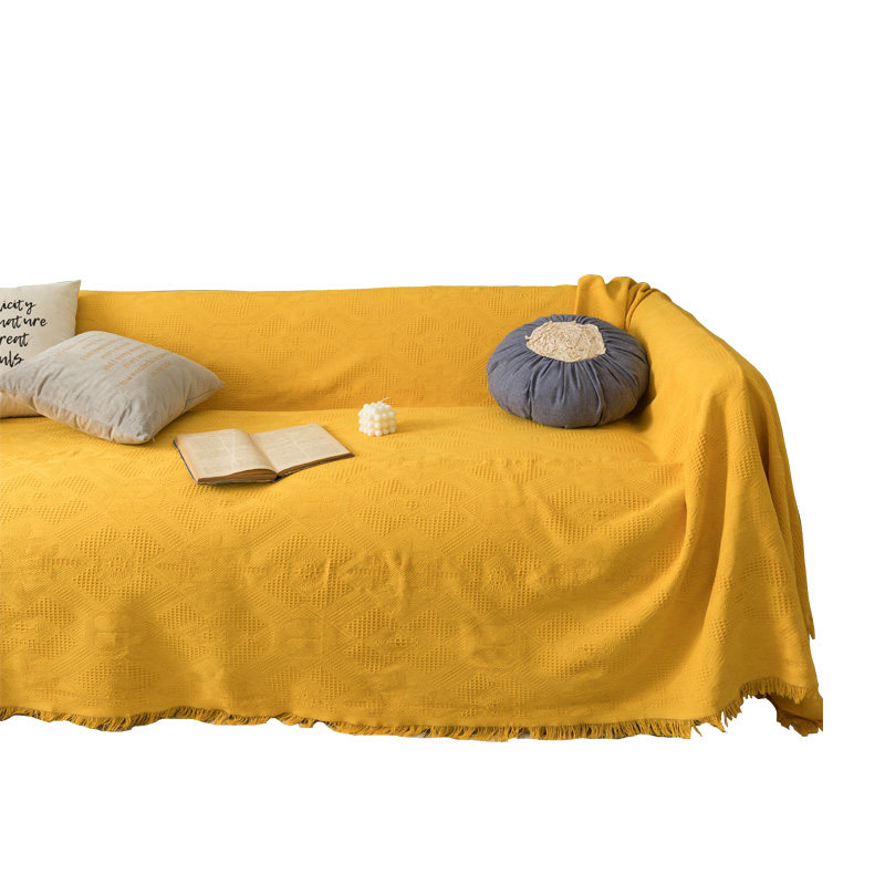 ソファーカバー フリンジ付き北欧風ジャガード織ソファーカバー2人掛け