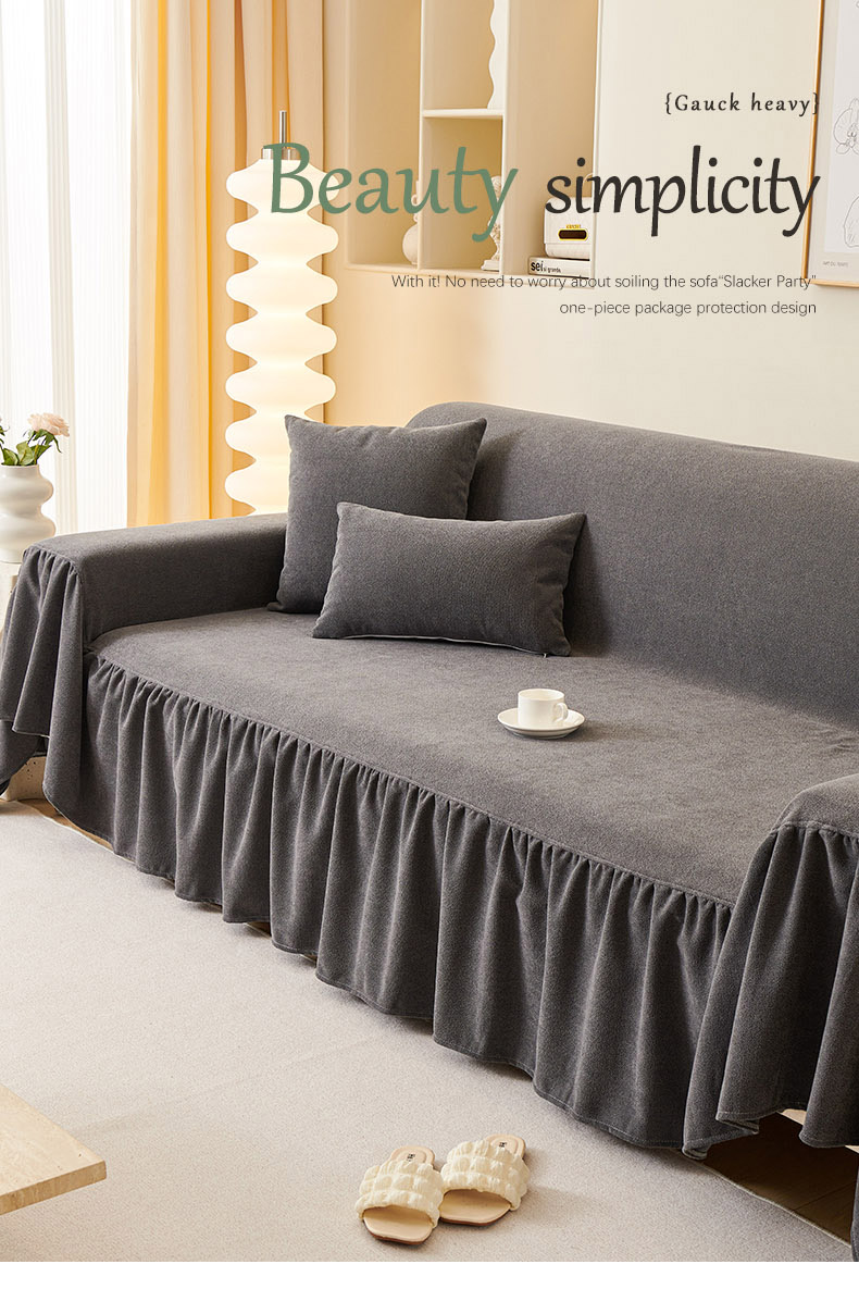 ソファーカバー フリル付き上品マルチカバー三人掛け用