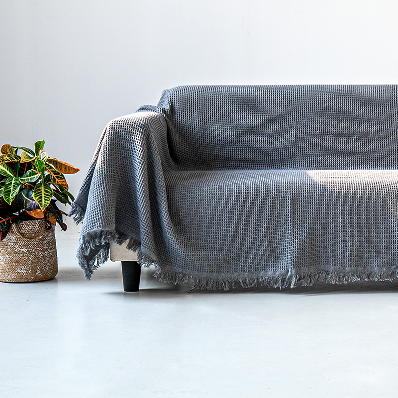 ソファーカバー 幾何学模様織り房付きマルチカバー