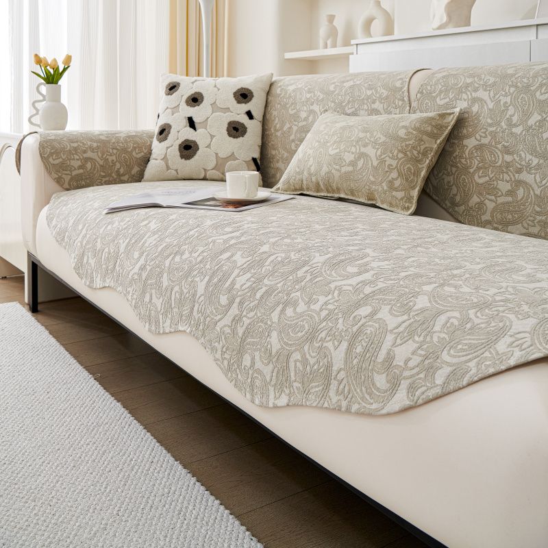 ソファーカバー 優雅なペイズリー柄刺繍入りソファーカバー