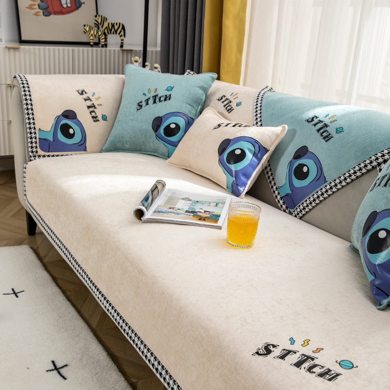 ソファーカバー 可愛い宇宙生物キャラクター柄2人掛けソファーカバー