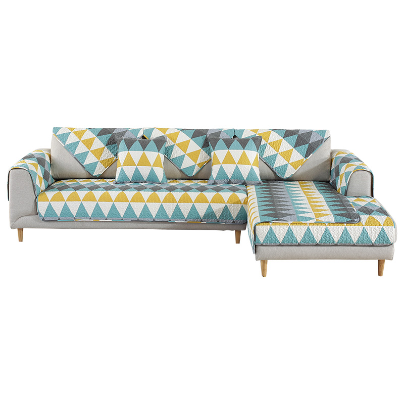 ソファーカバー 幾何学模様キルティング三人掛けソファーカバー