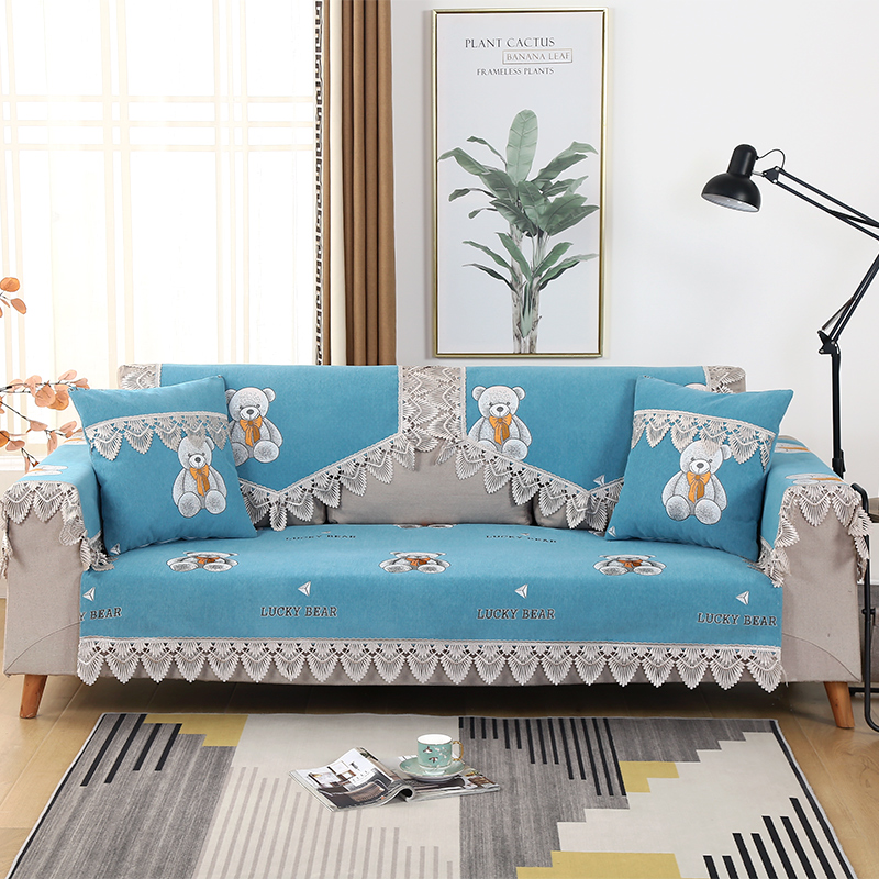 ソファーカバー 花柄装飾房飾り付き高級感溢れるソファーカバー