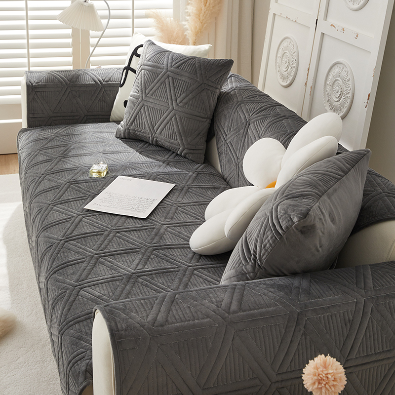 ソファーカバー 幾何学模様キルティング二人掛けソファーカバー