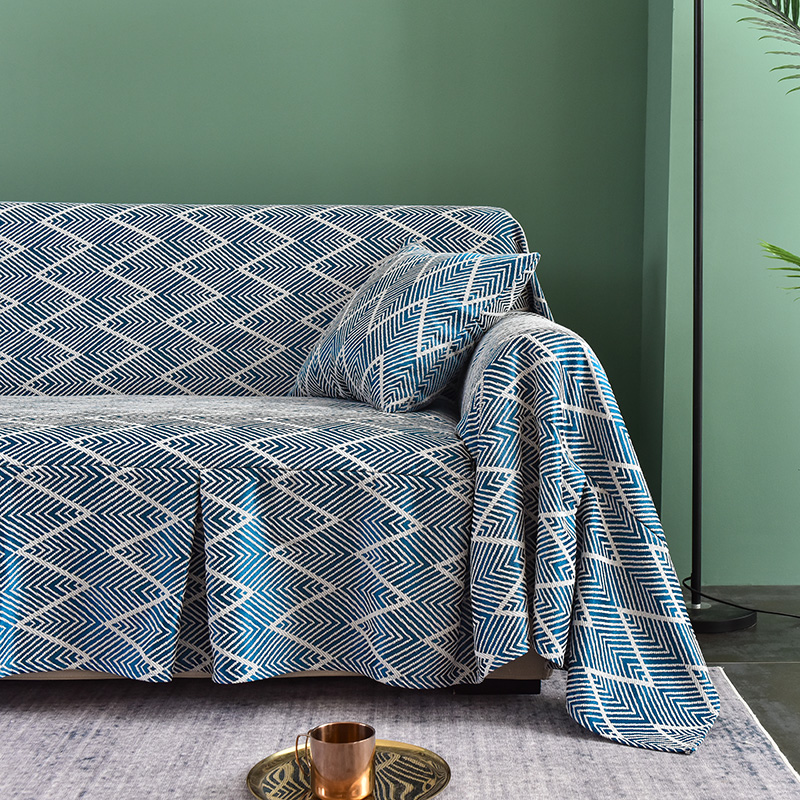 ソファーカバー 幾何学模様編み込み柄マルチカバー