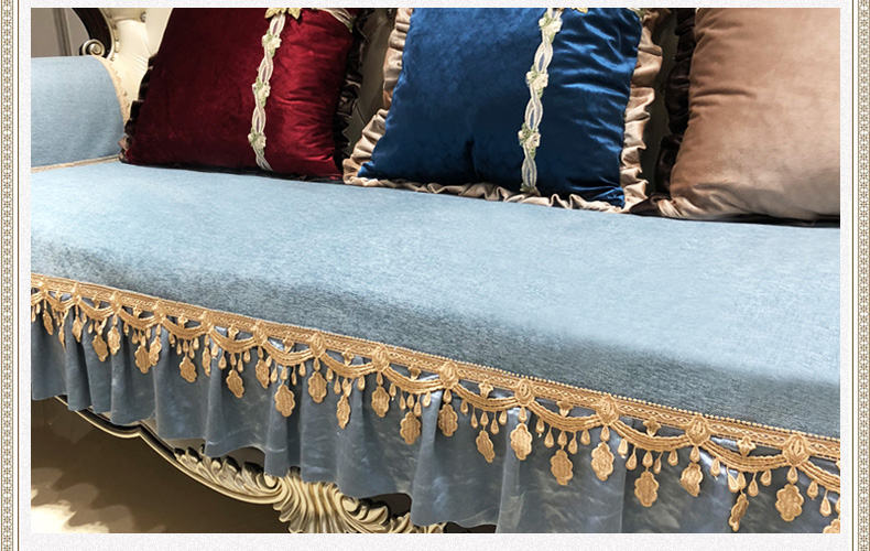 ソファーカバー 豪華金糸レース装飾付き高級ベルベット風ソファーカバー