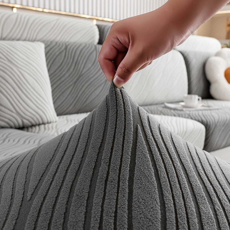 ソファーカバー 波模様編み込み伸縮性三人掛け用全包みソファーカバー