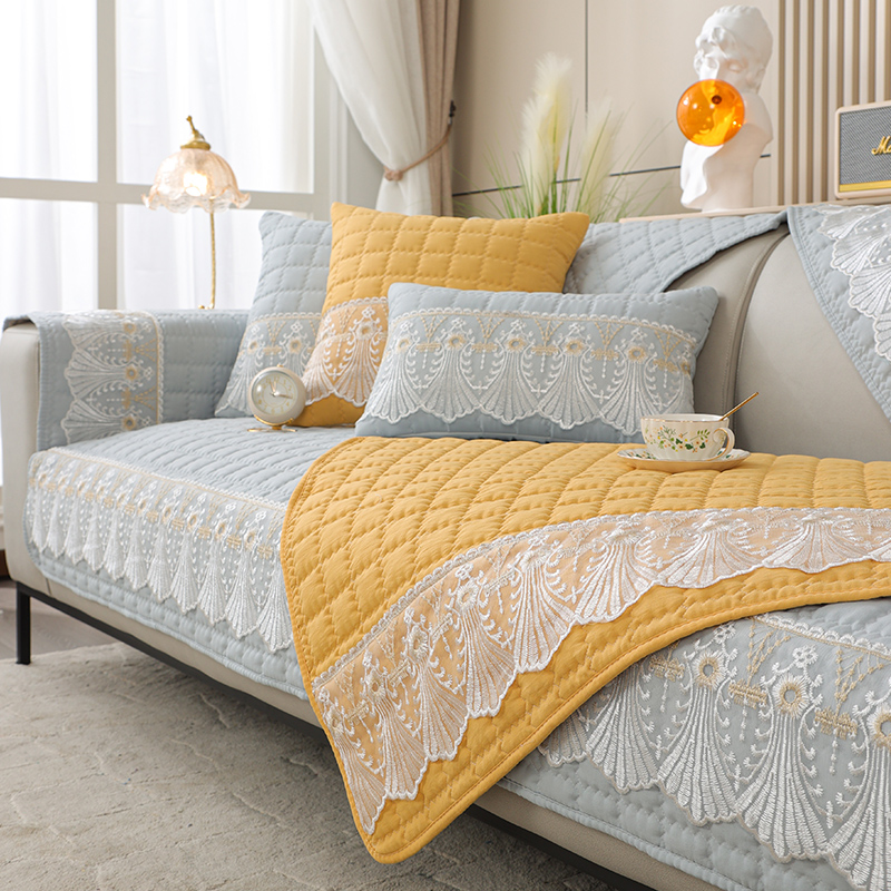 ソファーカバー 豪華刺繍レース装飾キルティングソファーカバー