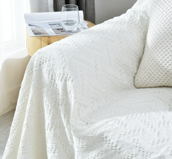 ソファーカバー 幾何学模様織り房飾り付きマルチカバー