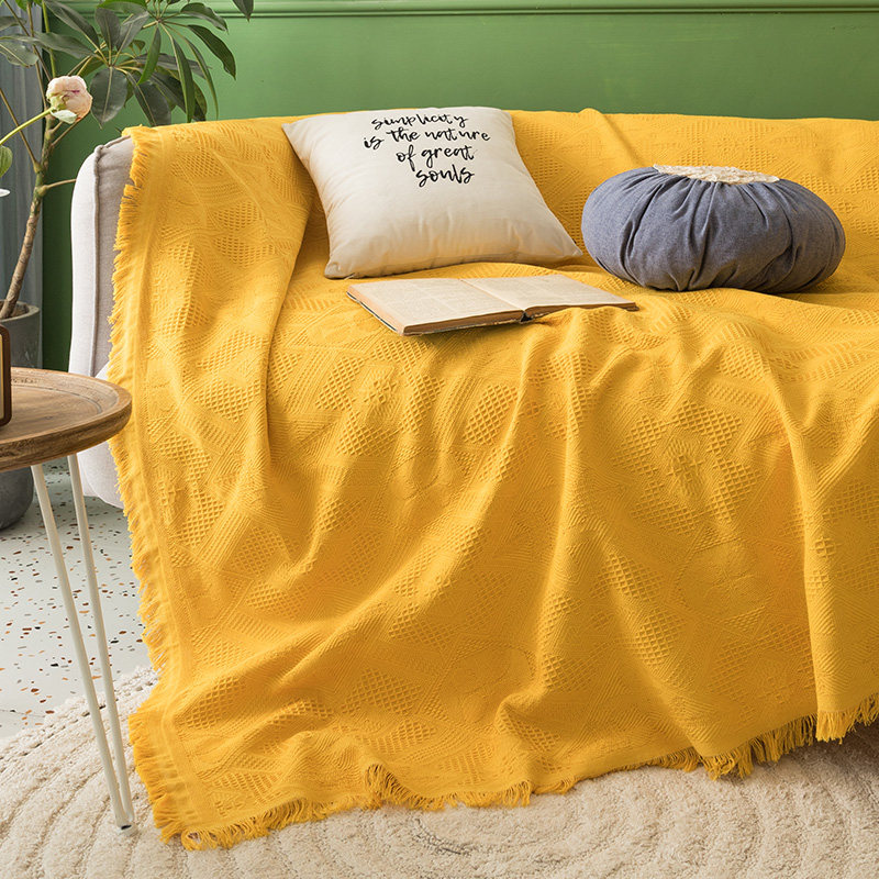 ソファーカバー フリンジ付き北欧風ジャガード織ソファーカバー2人掛け