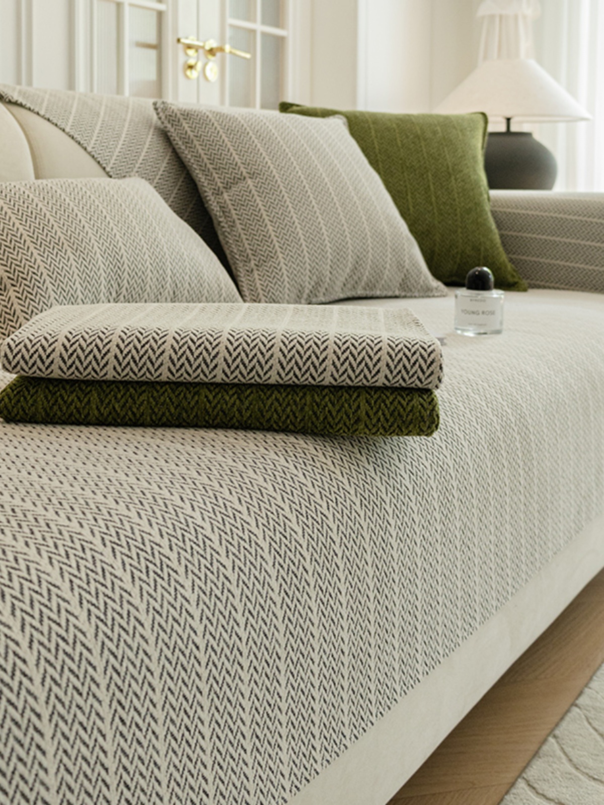 ソファーカバー 幾何学模様織りソファーカバー二人掛け用