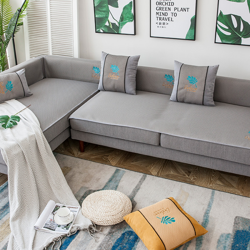 ソファーカバー ボタニカル刺繍ソファーカバー三人掛け用