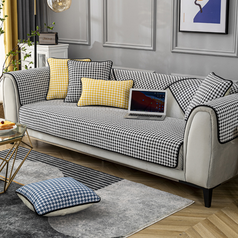 ソファーカバー 千鳥格子柄モダンスタイル2人掛けソファーカバー