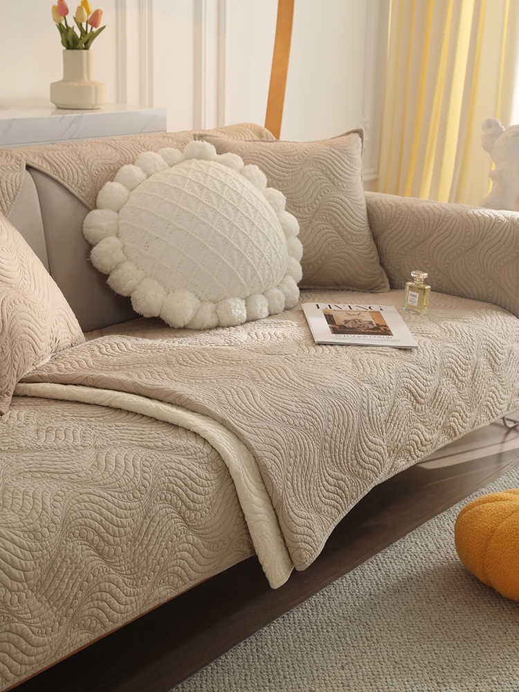 ソファーカバー 波模様キルティング加工二人掛け専用保護カバー