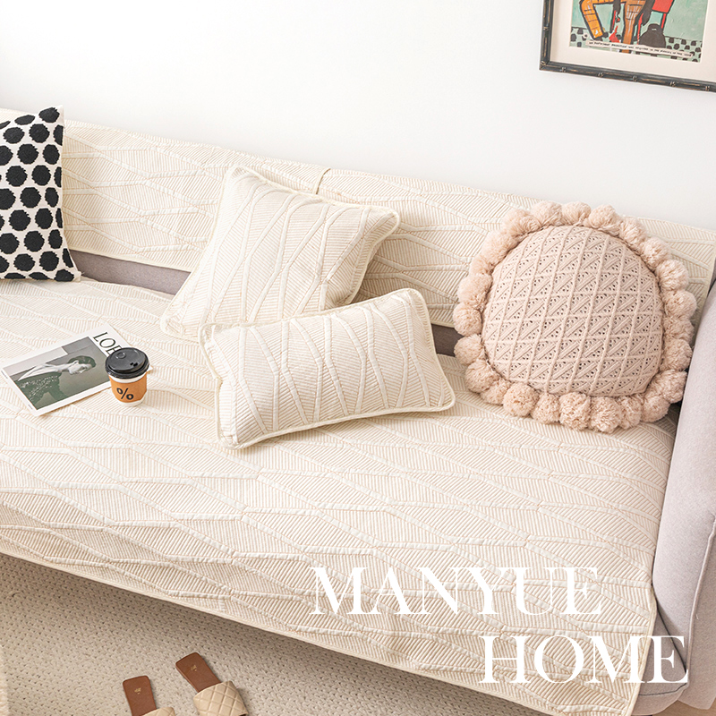 ソファーカバー 編み込み風ジグザグ模様のソファーカバー