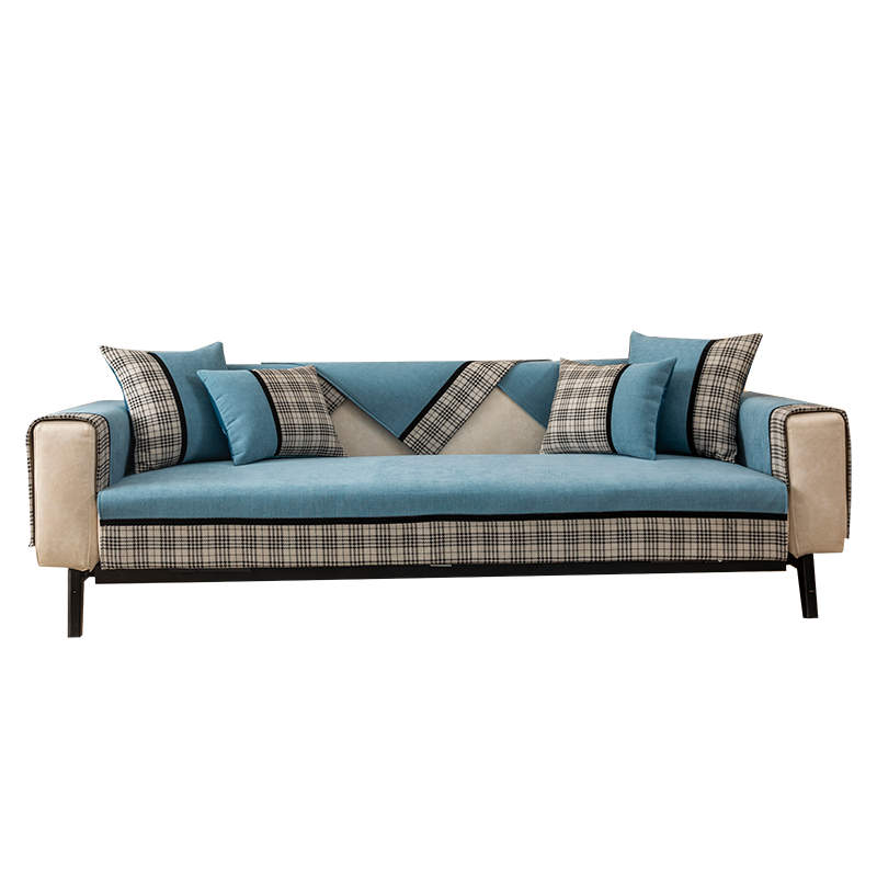 ソファーカバー 上質格子柄切り替えデザインソファーカバー