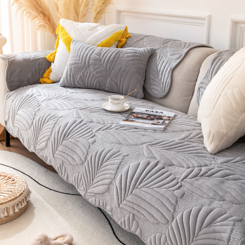 ソファーカバー 立体葉柄キルティング厚手ソファーカバー