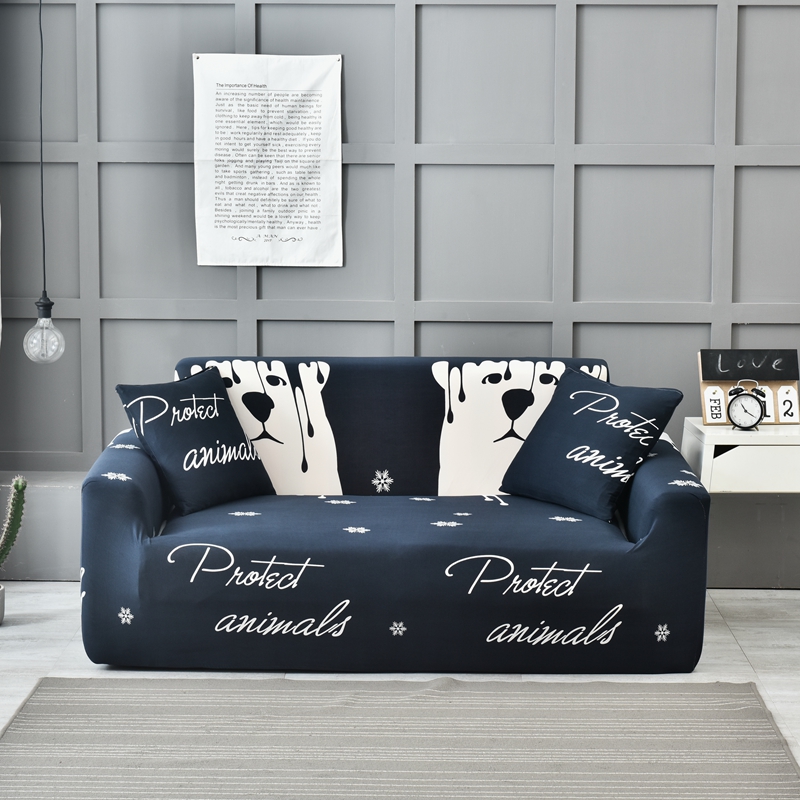 ソファーカバー 動物愛護メッセージ付き伸縮フィット型ソファーカバー
