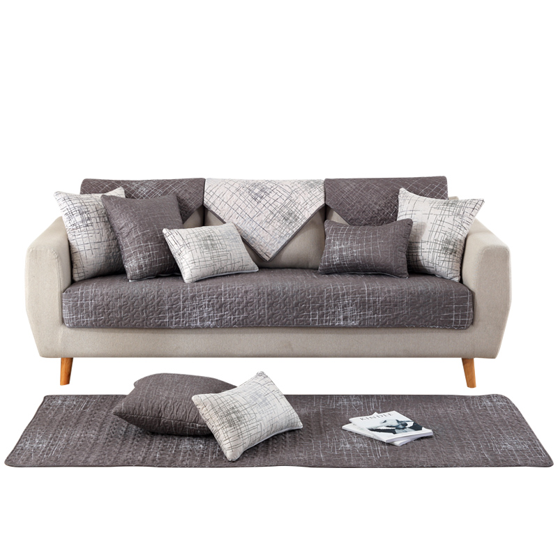 ソファーカバー 格子柄キルティング二人掛けソファーマット