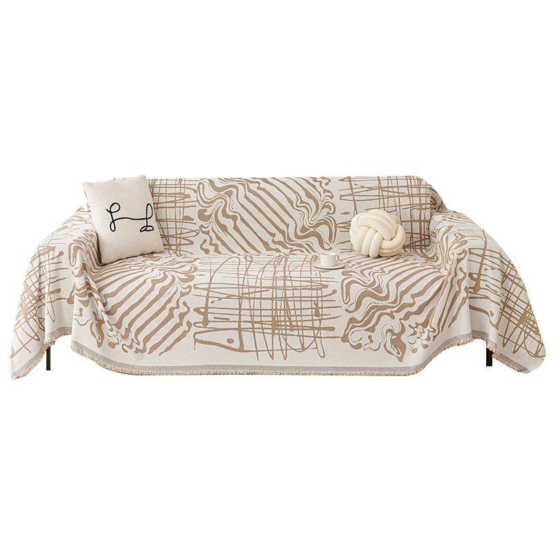 ソファーカバー 幾何学模様と抽象線画の北欧風マルチカバー