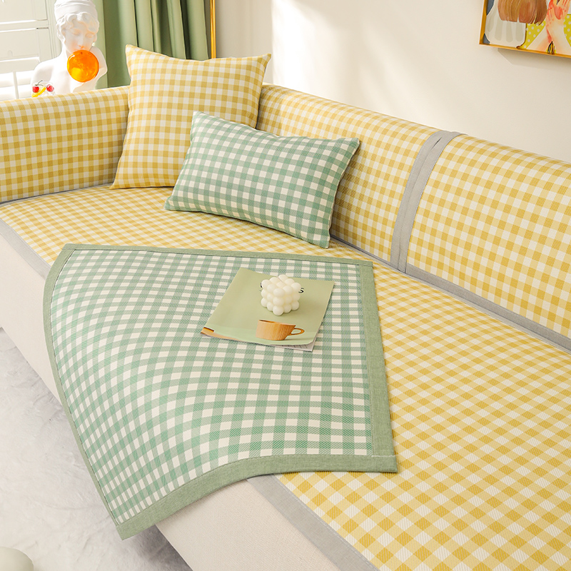 ソファーカバー 北欧風ギンガムチェック柄2人掛けソファーカバー