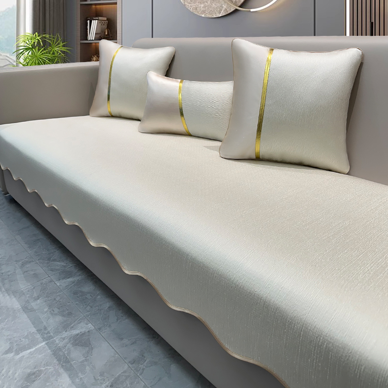 ソファーカバー 波縁デザイン高級質感ソファーカバー二人掛け用