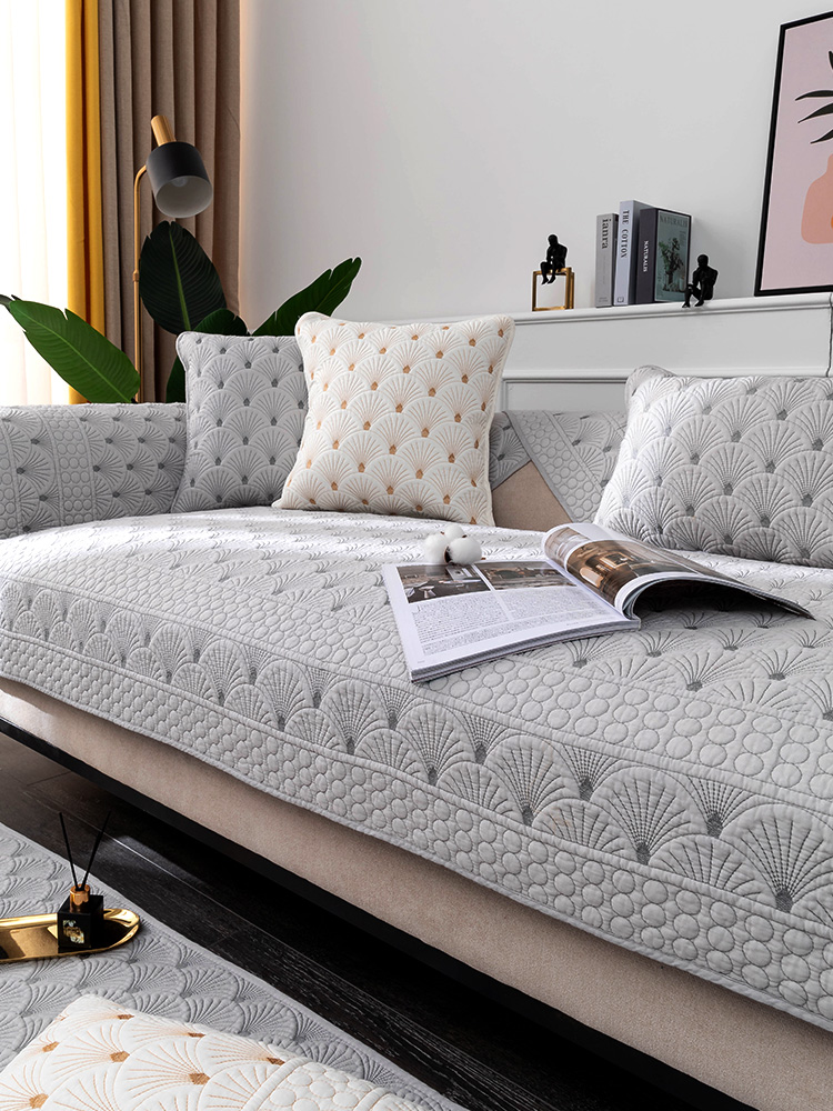 ソファーカバー 扇子模様キルティング二人掛けソファーカバー