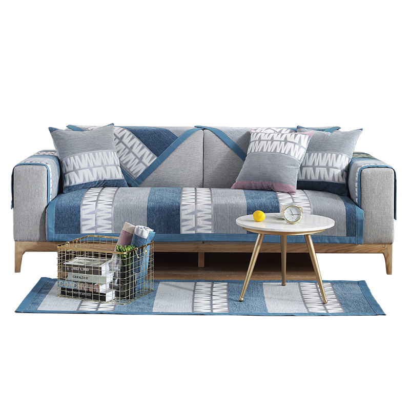 ソファーカバー 幾何学柄ストライプ模様2人掛け用保護カバー