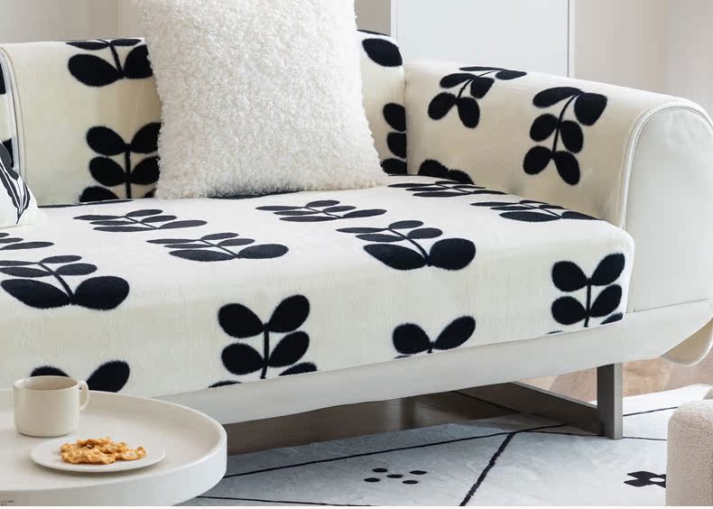 ソファーカバー 北欧風リーフ柄フィット型ソファーカバー