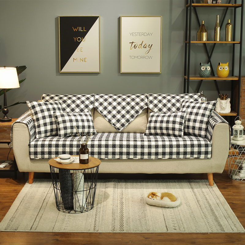 ソファーカバー 格子柄デザイン座面保護ソファーカバー