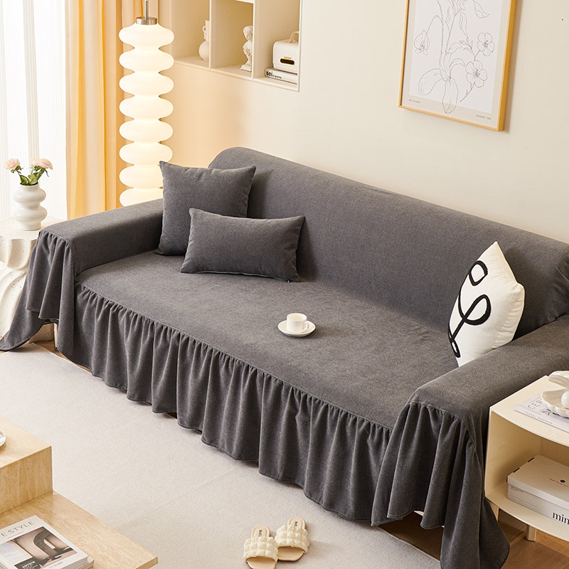 ソファーカバー フリル付き上品マルチカバー三人掛け用