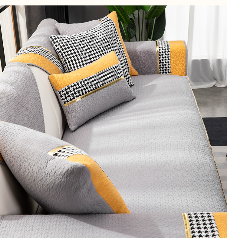 ソファーカバー 千鳥格子模様のモダンスタイルソファーカバー