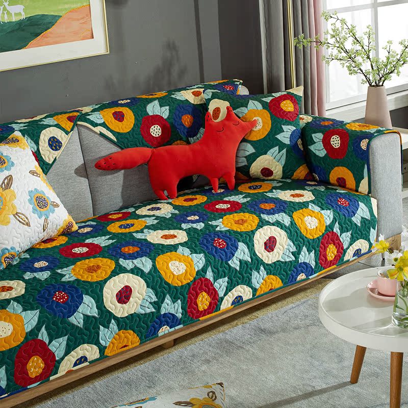 ソファーカバー 華やか花柄キルティング加工ソファーカバー