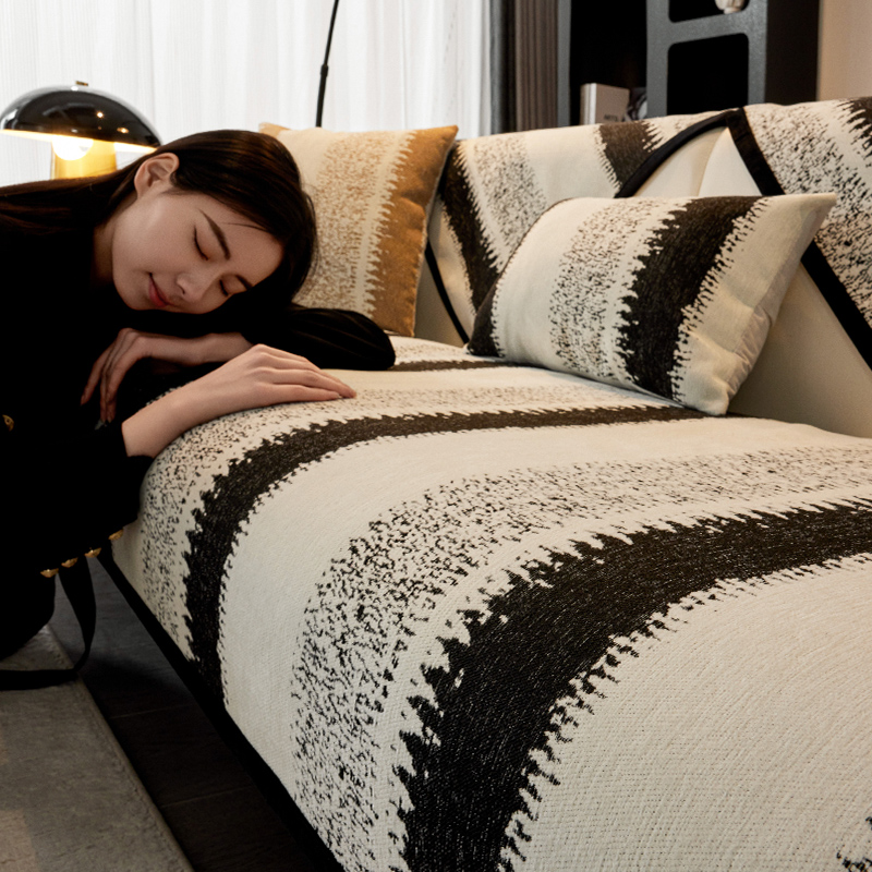 ソファーカバー 民族風織り模様付きフリンジ仕立てソファーカバー