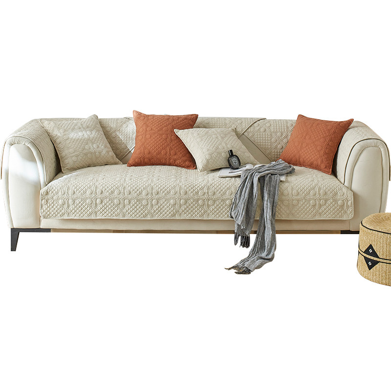 ソファーカバー 立体キルティング刺繍柄2人掛けソファーカバー