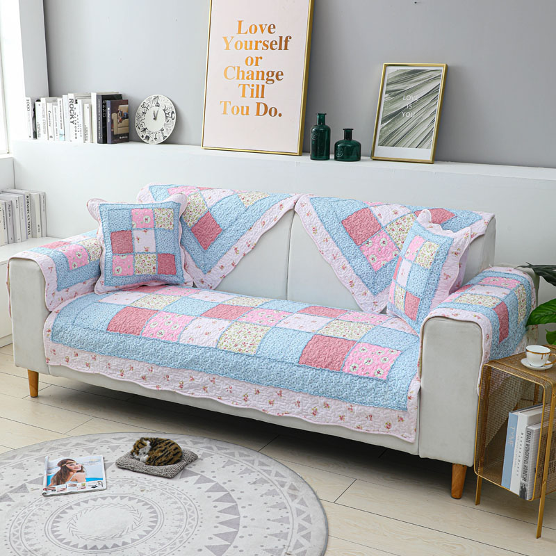 ソファーカバー 手作り風パッチワーク柄ソファーカバー