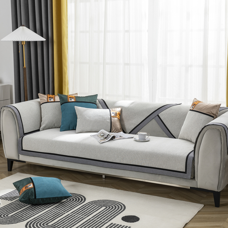 ソファーカバー 高級感溢れるパイピング装飾2人掛けソファーカバー