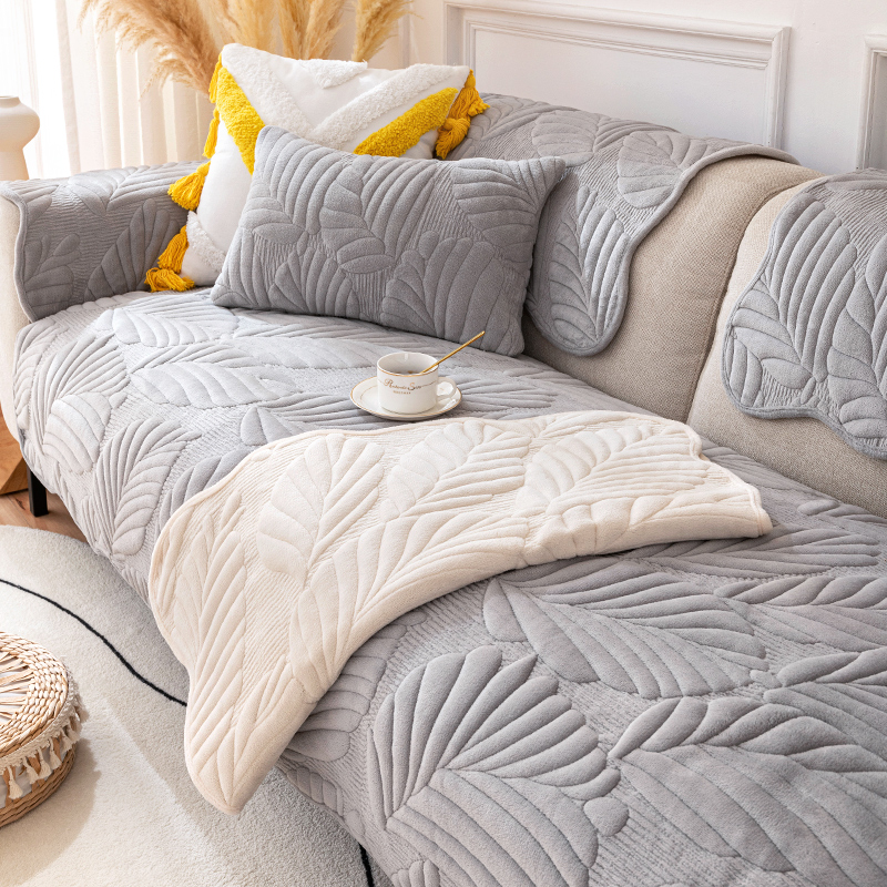 ソファーカバー 立体葉柄キルティング厚手ソファーカバー