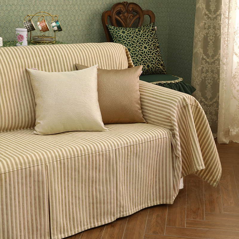 ソファーカバー フリル付きナチュラル織り地ソファーカバー