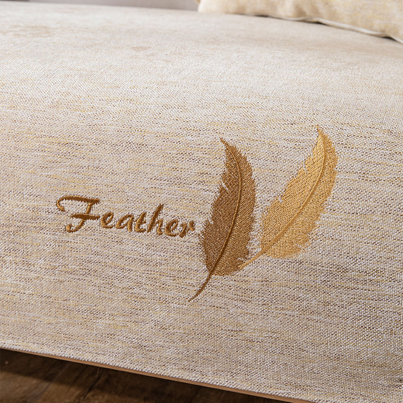 ソファーカバー 羽根刺繍デザイン北欧風ソファーカバー
