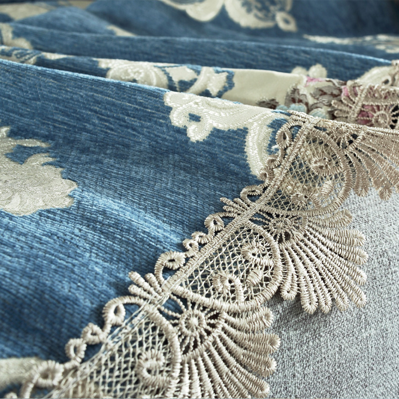 ソファーカバー 宮廷風花柄刺繍レース縁取りソファーカバー