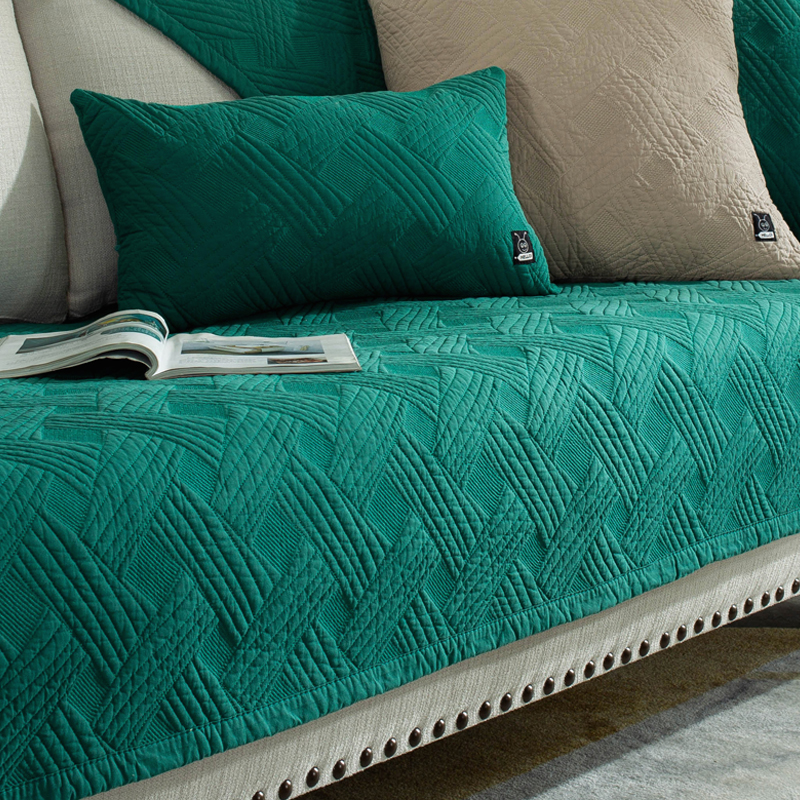 ソファーカバー 幾何学模様キルティング滑り止め付き2人掛け座面カバー