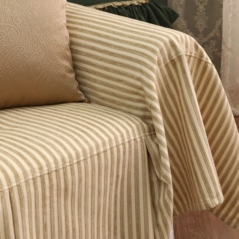 ソファーカバー フリル付きナチュラル織り地ソファーカバー